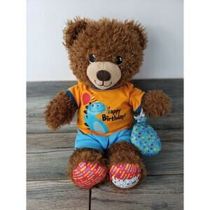 Build A Bear Happy Birthday Brown Bear Teddy Red Feet Plush